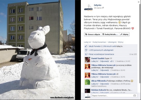 Fotografia wielkanocnego zająca zdobyła uznanie wśród 2198 facebookowiczów