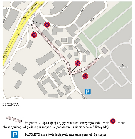 Organizacja ruchu W dniach 30, 31 października oraz 1,2,3 listopada 2013 r. przy cmentarzu na ul. Spokojnej w Gdyni