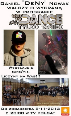 Gdynianin Daniel DeNy Nowak będzie walczyć o wejście do finału programu telewizji Polsat Tylko Taniec - Got To Dance