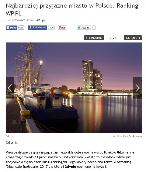 Gdynia na podium rankingu WP.PL