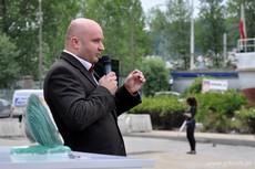 Janusz Kaniewski na uroczystości wmurowania kamienia węgielnego pod Park Konstruktorów, fot. Dorota Nelke