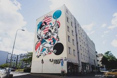 Mural autorstwa Knarf na budynku przy ul. Abrahama 48, fot. Alka Murat