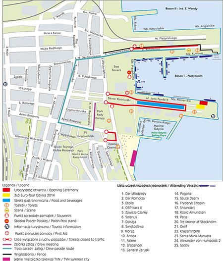 Mapka sytuacyjna Operacji Żagle Gdyni 2014