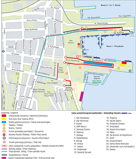 Mapka sytuacyjna Operacji Żagle Gdyni 2014
