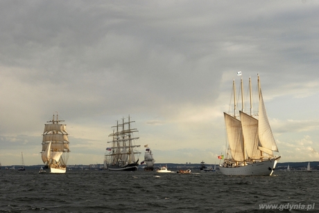 Santa Maria Manuela, Kruzenshtern, Tre Kronor af Stockholm na paradzie żaglowców, fot. Krzysztof Romański