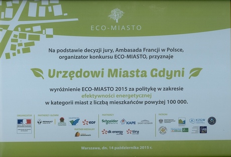 Wyróżnienie ECO-Miasto dla Gdyni za politykę w zakresie efektywności energetycznej