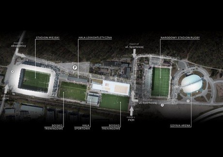 Mapa z położeniem pływalni olimpijskiej