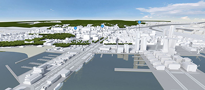 Wsparciem wizualnym badania internetowego jest trójwymiarowy model Śródmieścia Gdyni