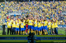 Piłkarze Arki Gdynia świętują mistrzostwo I ligi, fot. Karol Stańczak