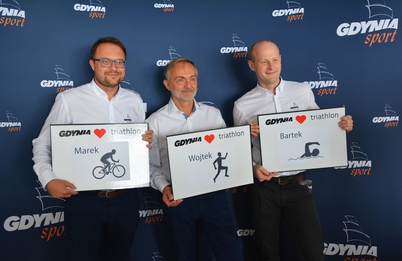 Gdyńska sztafeta startująca w Herbalife IRONMAN 70.3 Gdynia 2016: Bartosz Bartoszewicz (pływanie), Marek Łucyk (rower) i Wojciech Szczurek (bieg) / fot. Gdyńskie Centrum Sportu
