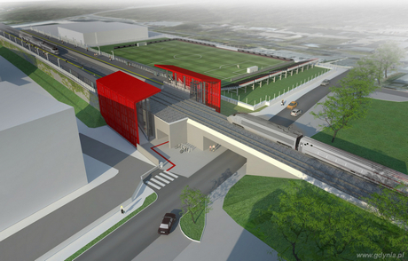 Wizualizacja przystanku Pomorskiej Kolei Metropolitalnej Gdynia Stadion