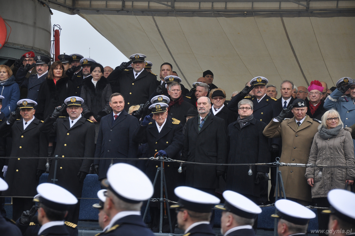Prezydent Rzeczypospolitej Polskiej Andrzej Duda podczas obchodów 98. rocznicy odtworzenia Marynarki Wojennej RP, fot. Dorota Nelke
