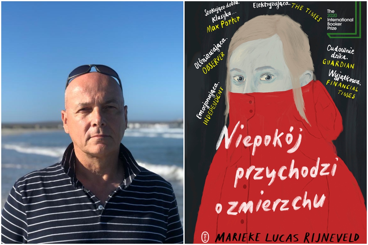 Jerzy Koch (z lewej) – okładka książki „Niepokój przychodzi o zmierzchu” Marieke Lucas Rijneveld // mat. prasowe