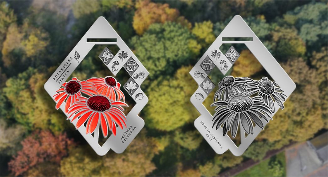 Grafika przedstawiająca medale, które można otrzymać biorąc udział w Biegu Botaniczna Piątka w Gdyni.
