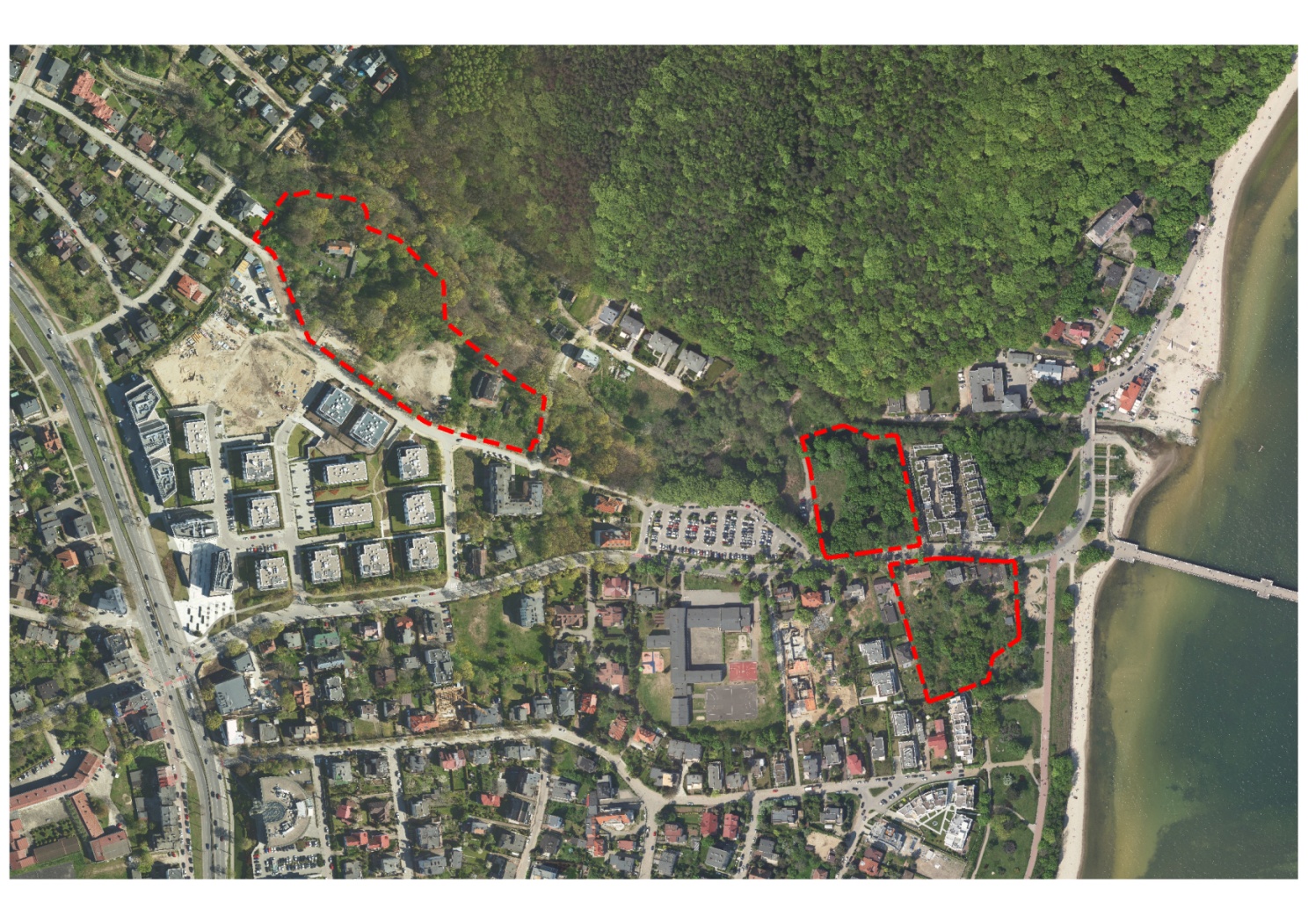 Granica projektu miejscowego planu zagospodarowania przestrzennego części dzielnicy Orłowo w Gdyni, rejon ulic Spacerowej i Orłowskiej