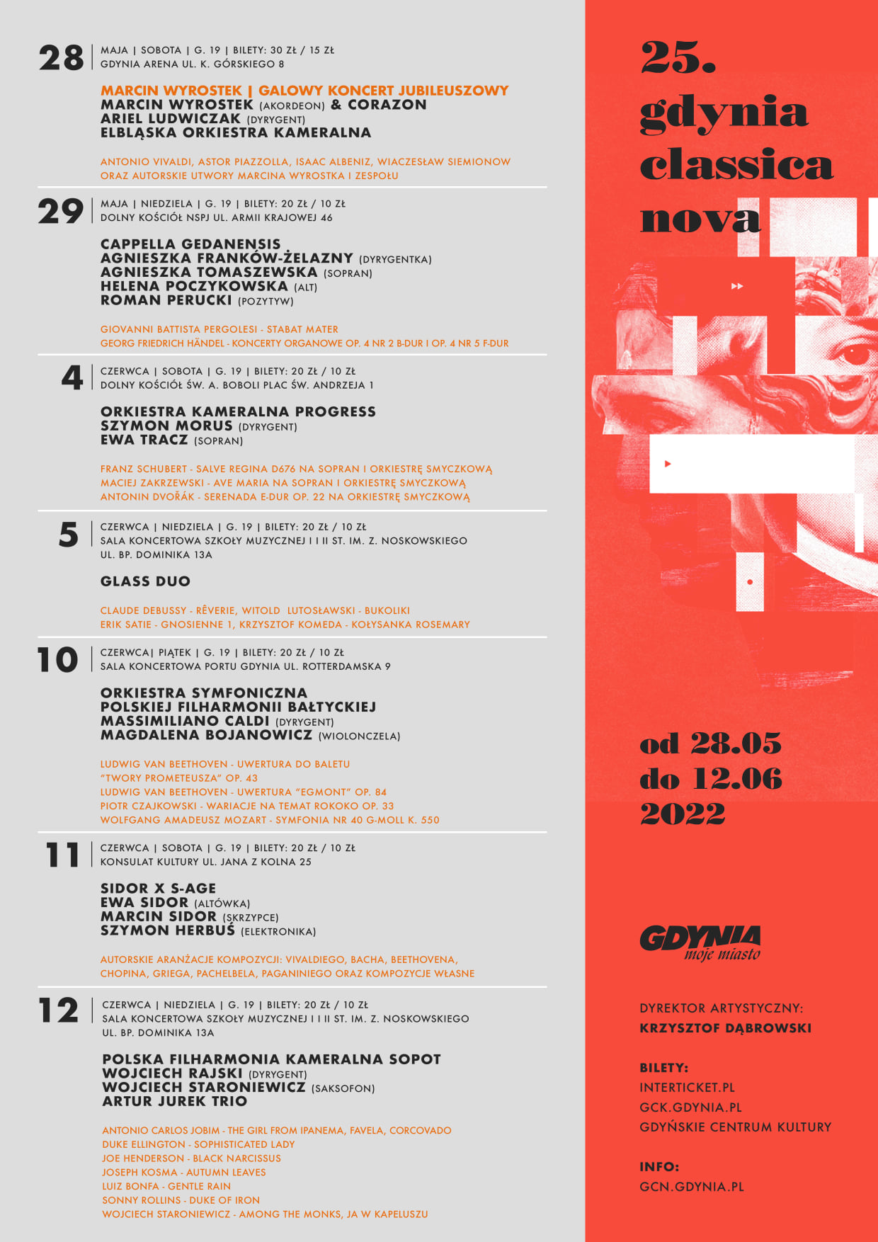 Program festiwalu Gdynia Classica Nova 2022 // materiały prasowe