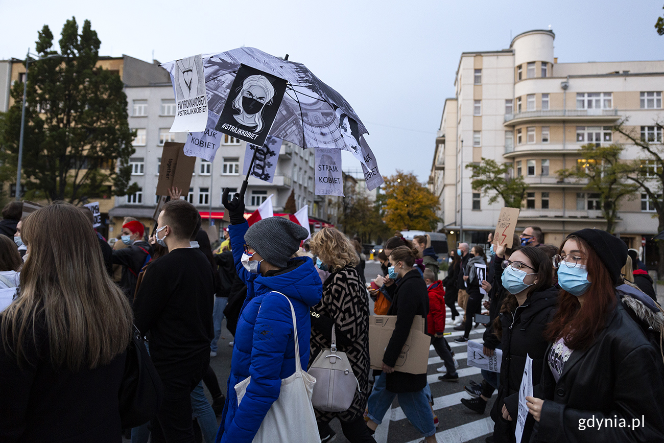 Poniedziałkowy (26.10) protest na ulicach Gdyni, fot. Przemysław Kozłowski