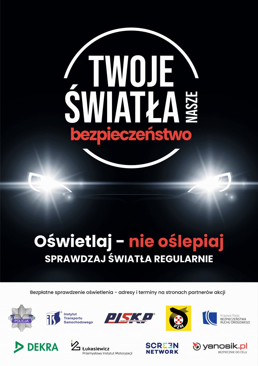 Plakat policyjnej akcj i„Twoje światła – Nasze Bezpieczeństwo”, mat. prasowe KMP w Gdyni
