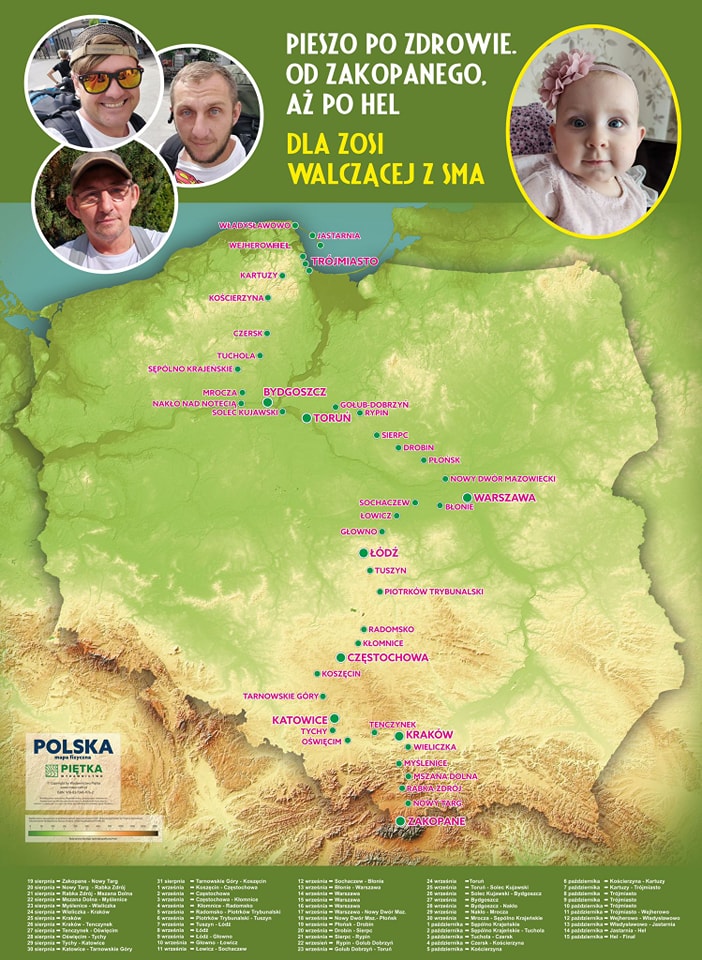 Mapa piechurów: od Zakopanego do Helu // mat. Pieszo po zdrowie/FB 