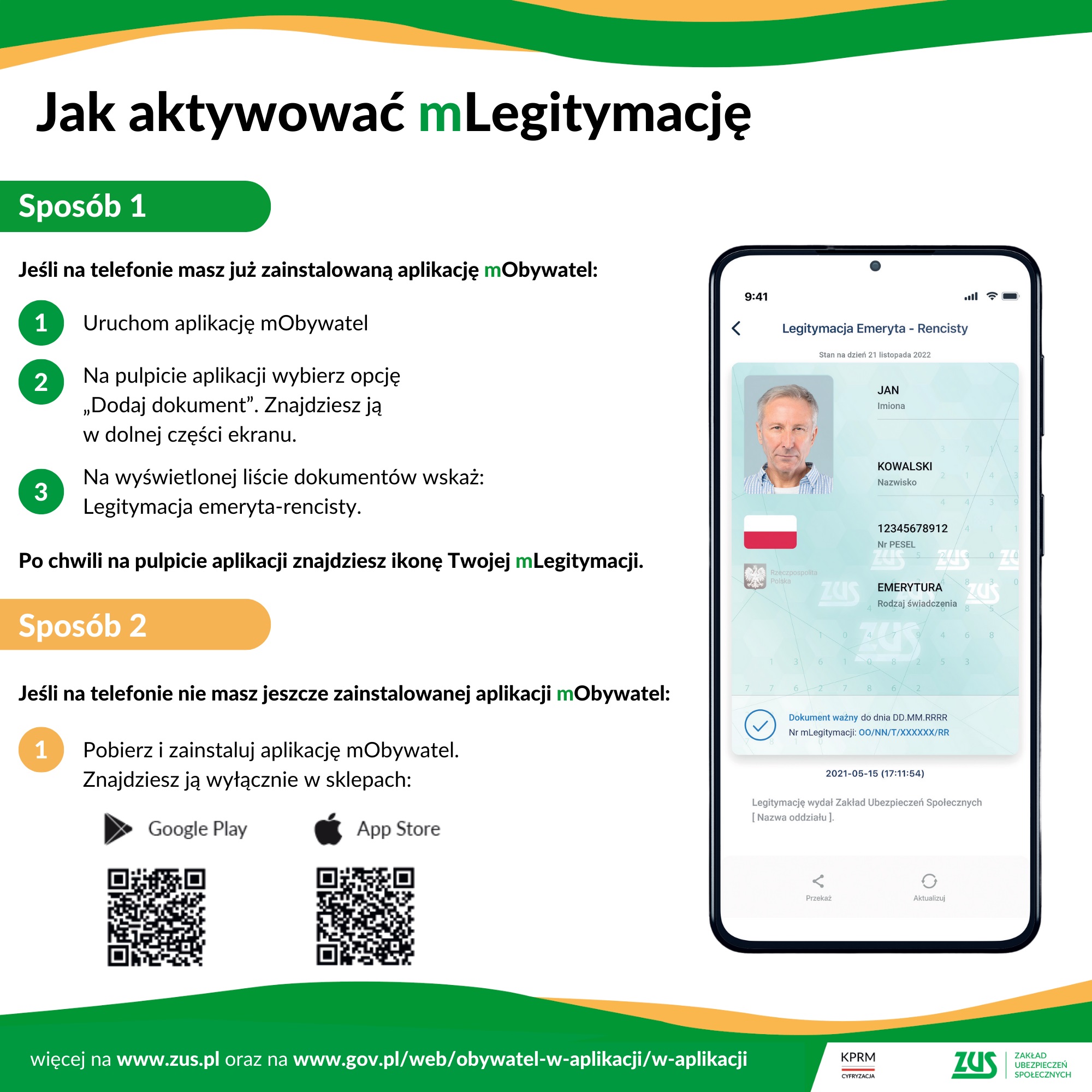 Jak ściągnąć aplikację mObywatel i dodać do niej mLegitymację. Fot. mat. pras. ZUS