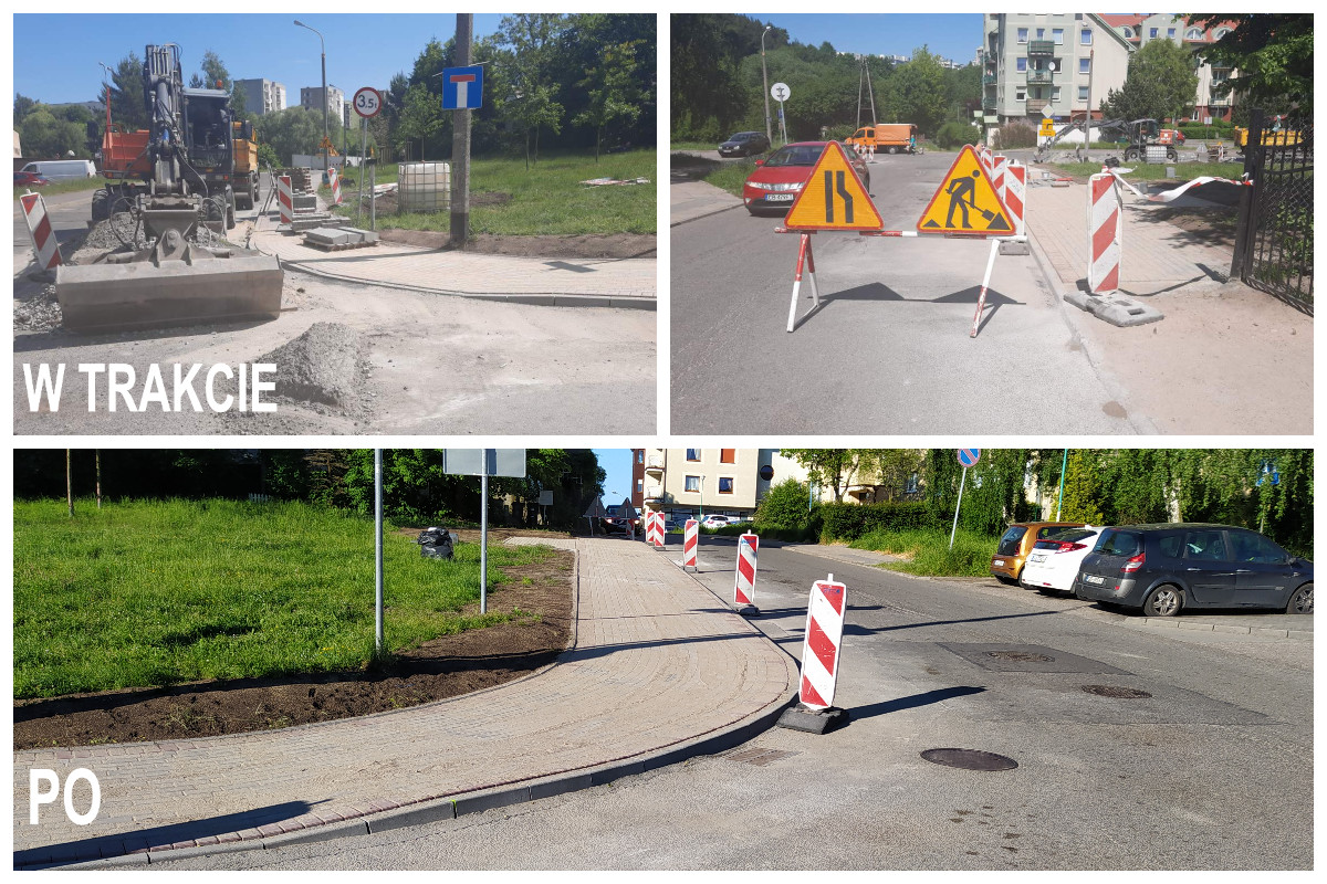 Kolaż pokazujący etapy prac przy ul. Staffa // fot. ZDiZ