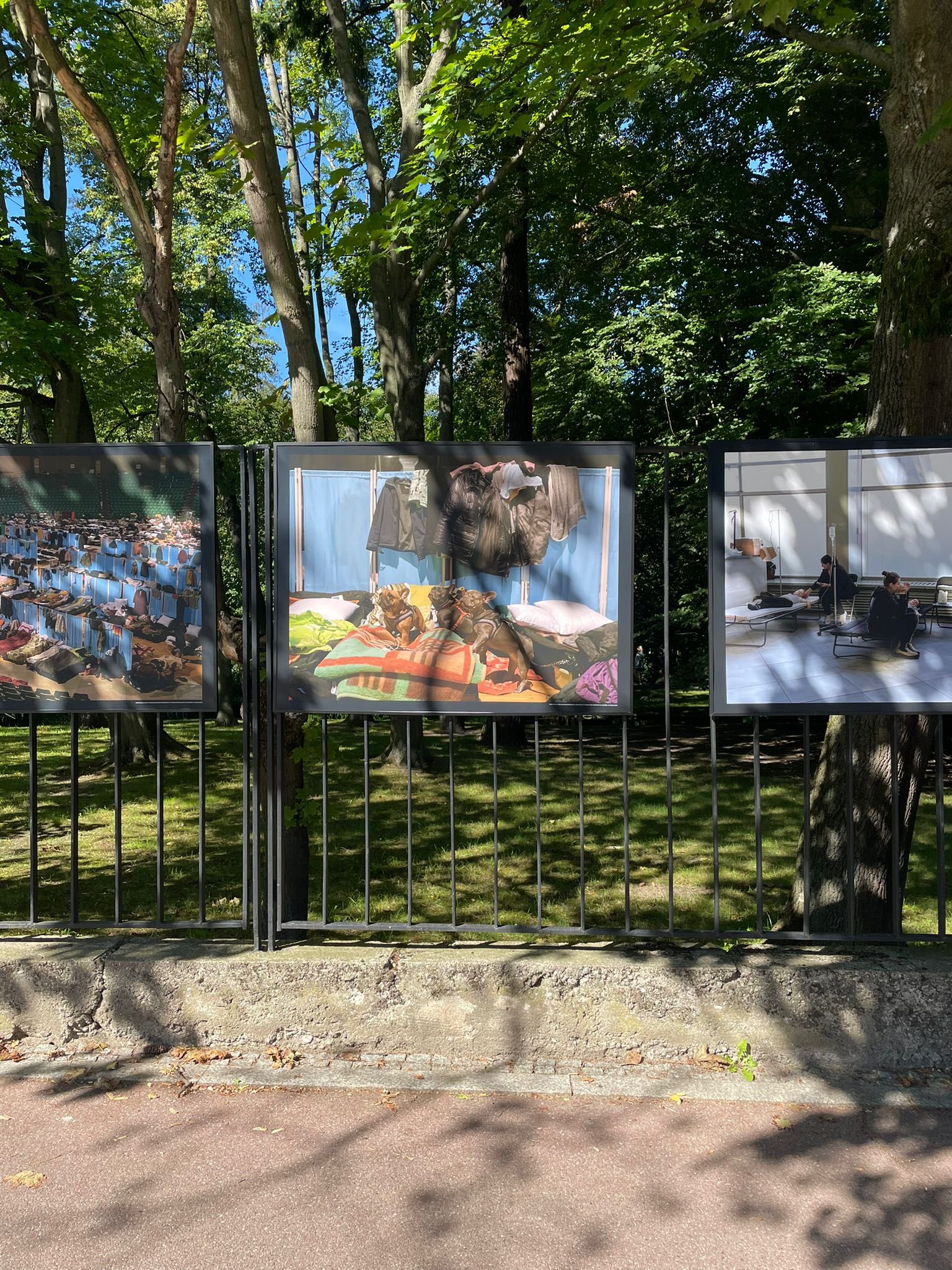 Trzy z fotografii, które są prezentowane na wystawie "Solidarni" na ogrodzeniu parku Oliwskiego // fot. materiały prasowe