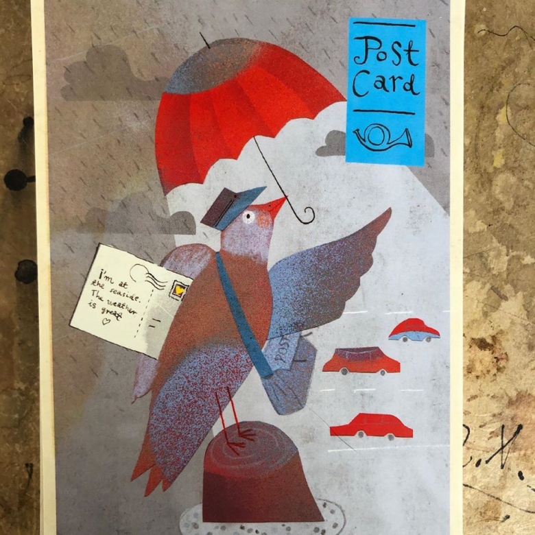 Pocztówka ilustratorki książek dla dzieci - Marianny Sztymy. Źródło: czasdzieci.pl