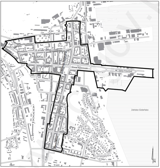 schemat, mapa z zaznaczonym obszarem