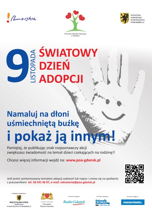 Grafika przedstawiająca dłoń z namalowanym uśmiechem