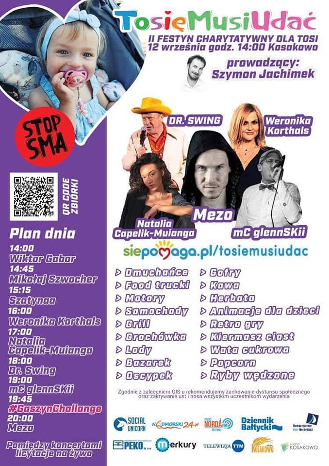 Plakat II Wielkiego Festynu Dla Tosi, który odbędzie się 12 września w gminie Kosakowo. // mat. prasowe