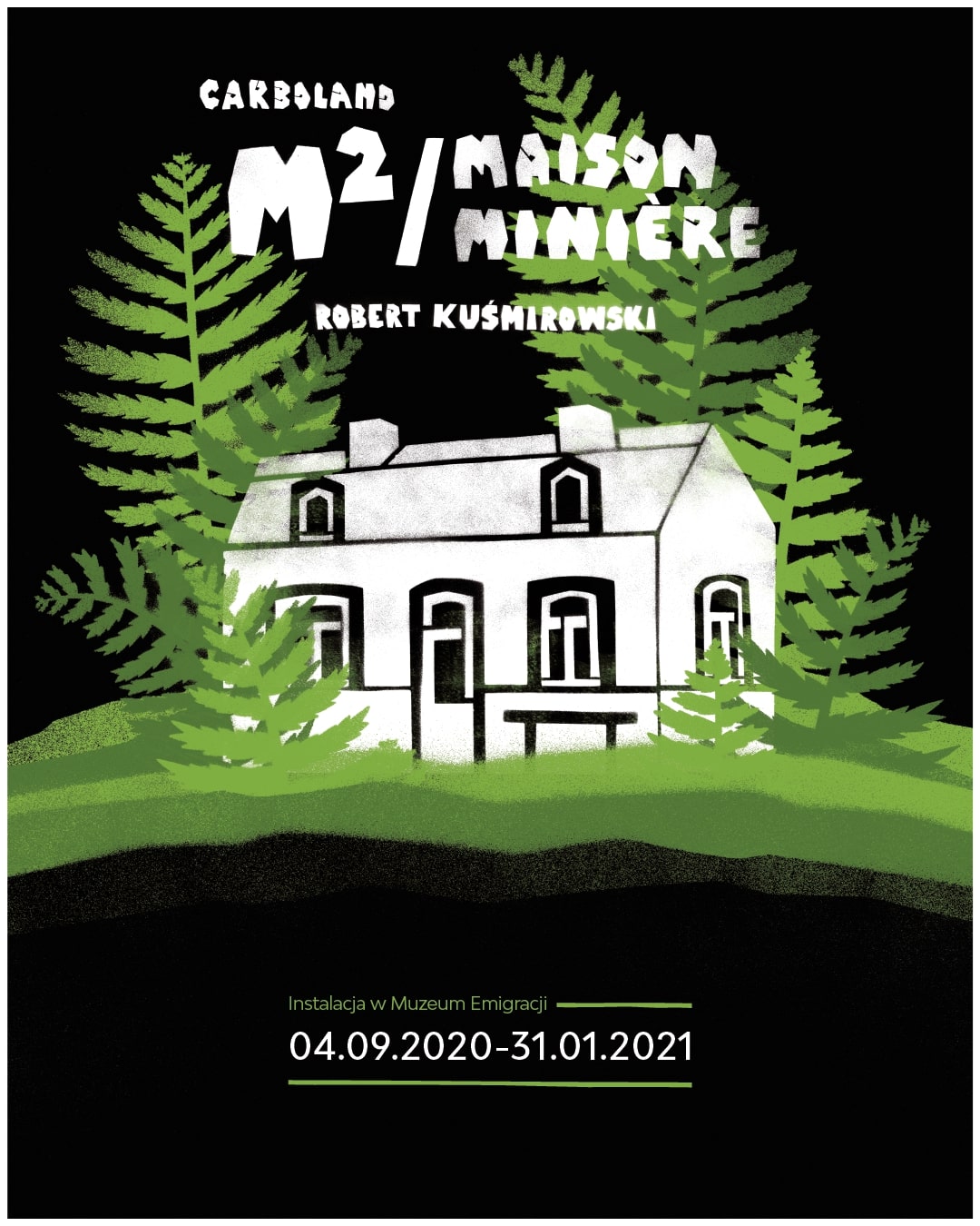 Plakat informujący o wystawie Carboland w Muzeum Emigracji w Gdyni, mat. MEG