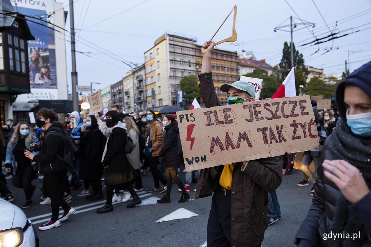 Poniedziałkowy (26.10) protest na ulicach Gdyni, fot. Przemysław Kozłowski