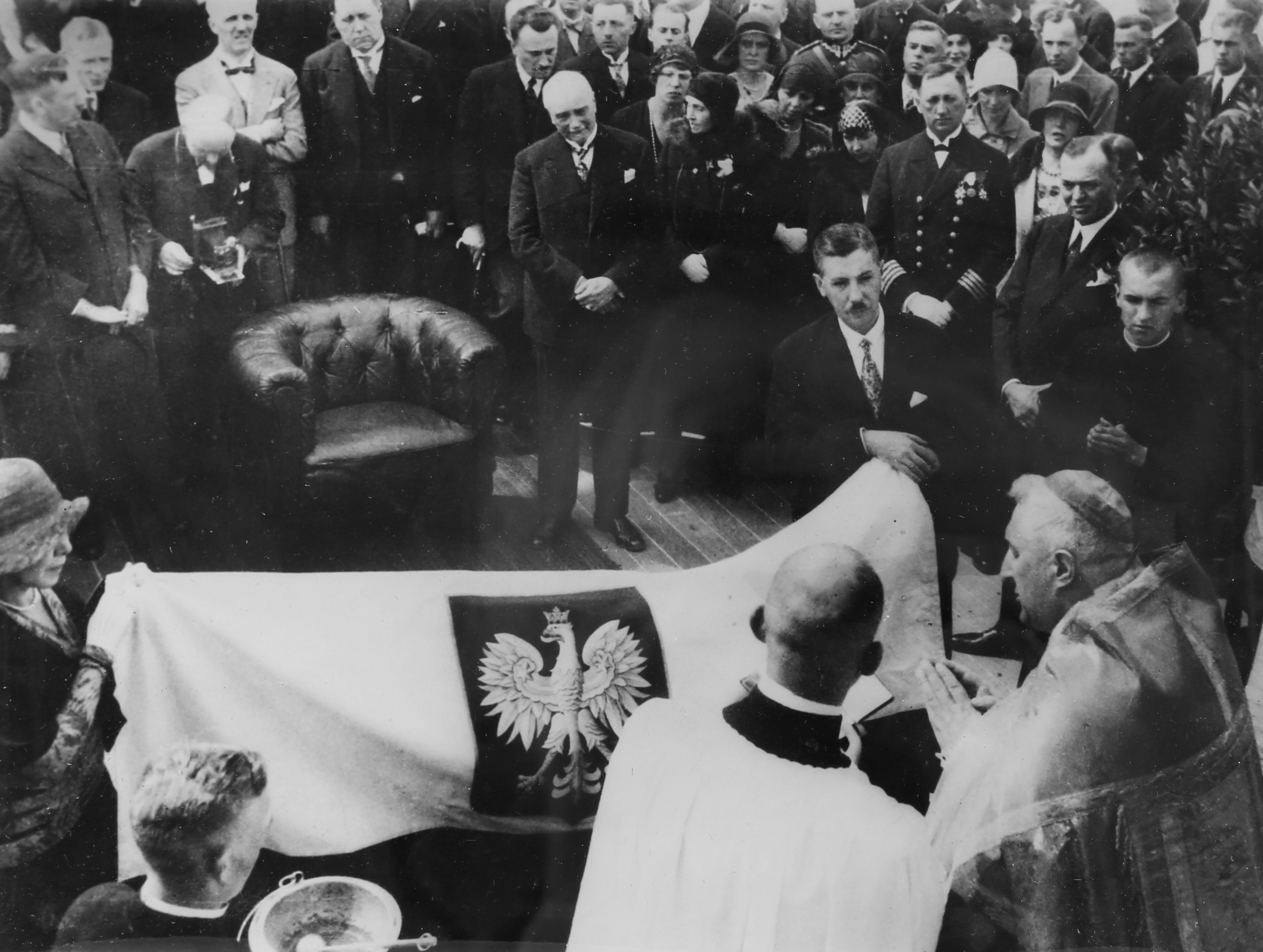 Poświęcenie bandery "Daru Pomorza" 13 lipca 1930 roku. Źródło: Narodowe Muzeum Morskie w Gdańsku