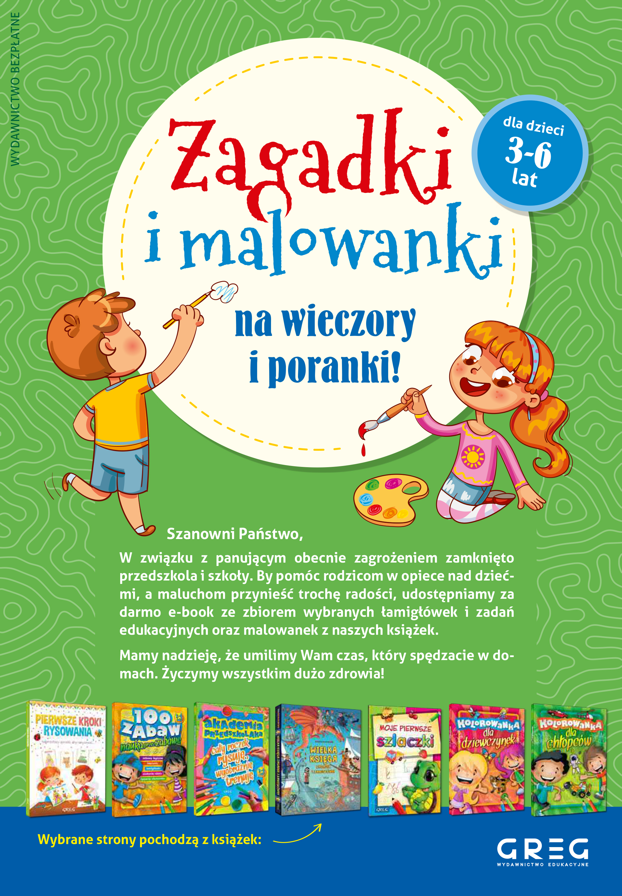 Łamigłówki i malowanki dla dzieci w wieku 3-6 lat od wydawnictwo GREG