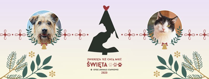 Plakat akcji OTOZ Animals Schronisko „Ciapkowo": „Zwierzęta też chcą mieć Święta 2020!". Mat. prasowe.