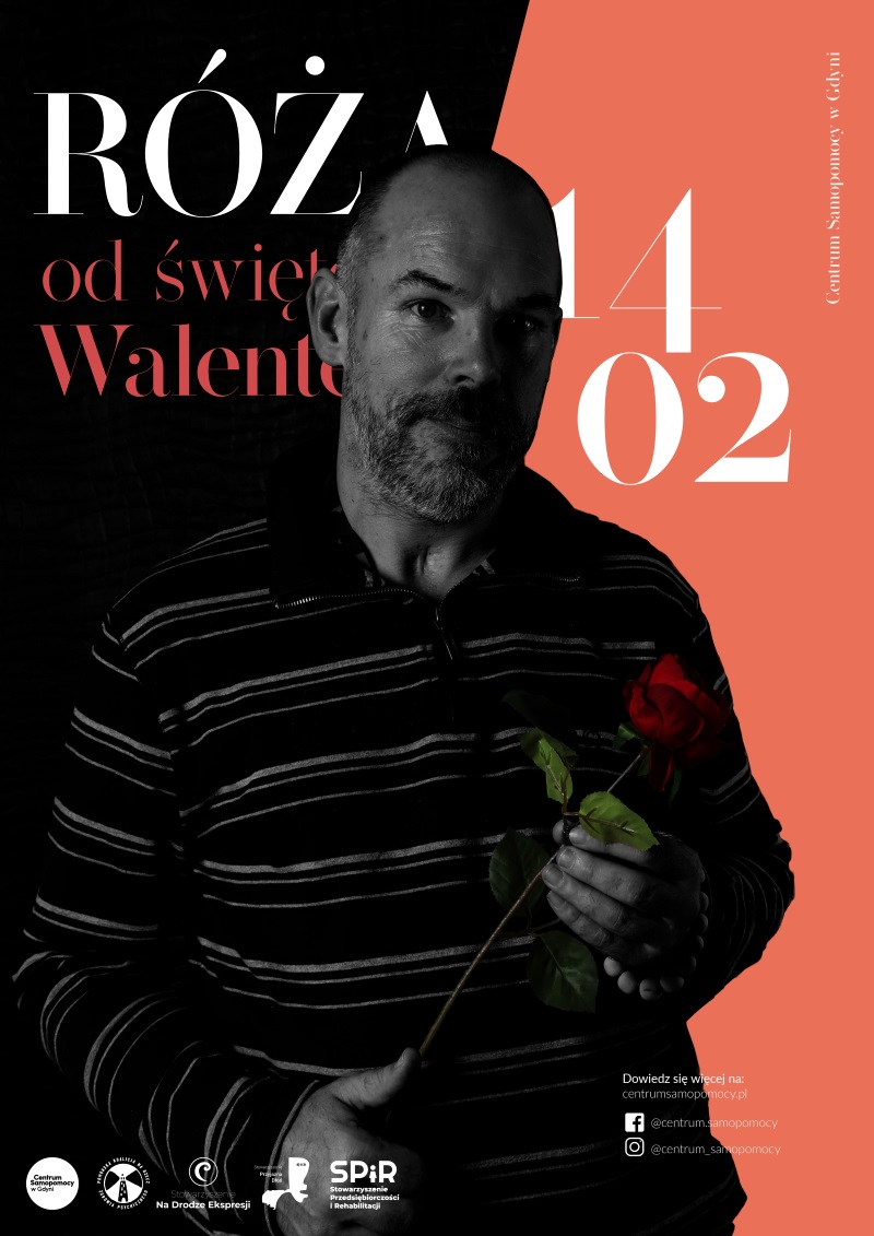 Zdjęcie przedstawia jeden z plakatów promujących akcję Róża od św. Walentego