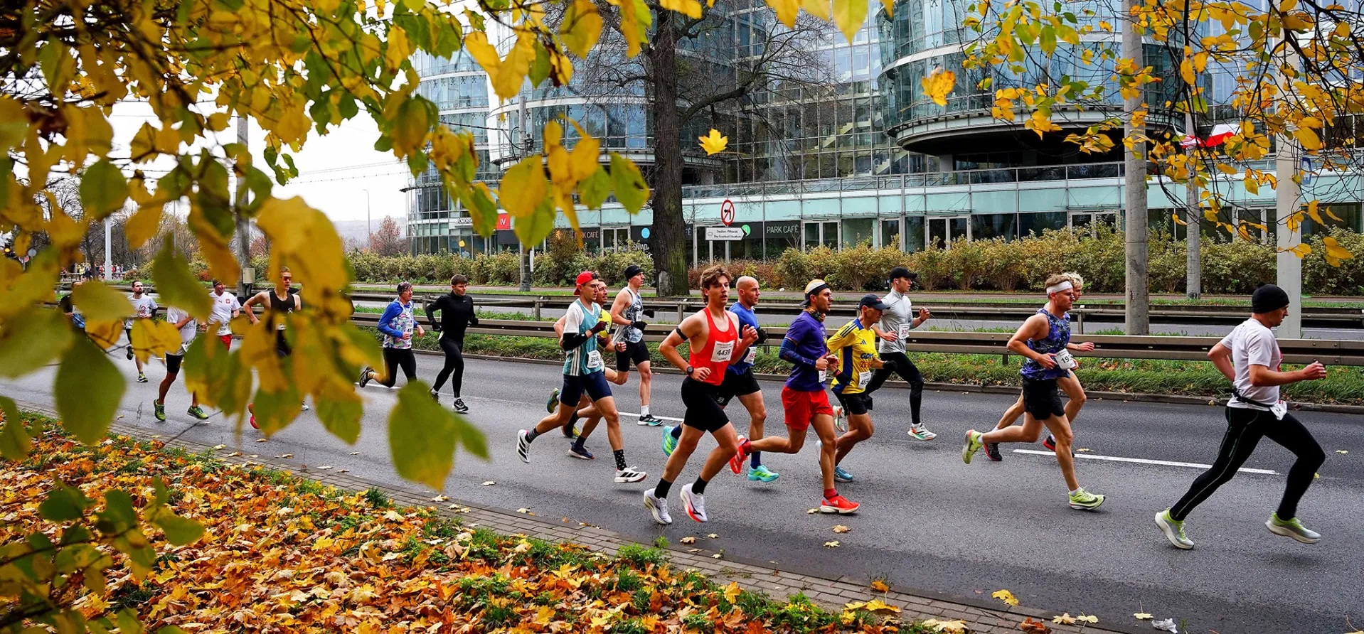 zawodnicy biegnący Aleją Zwycięstwa