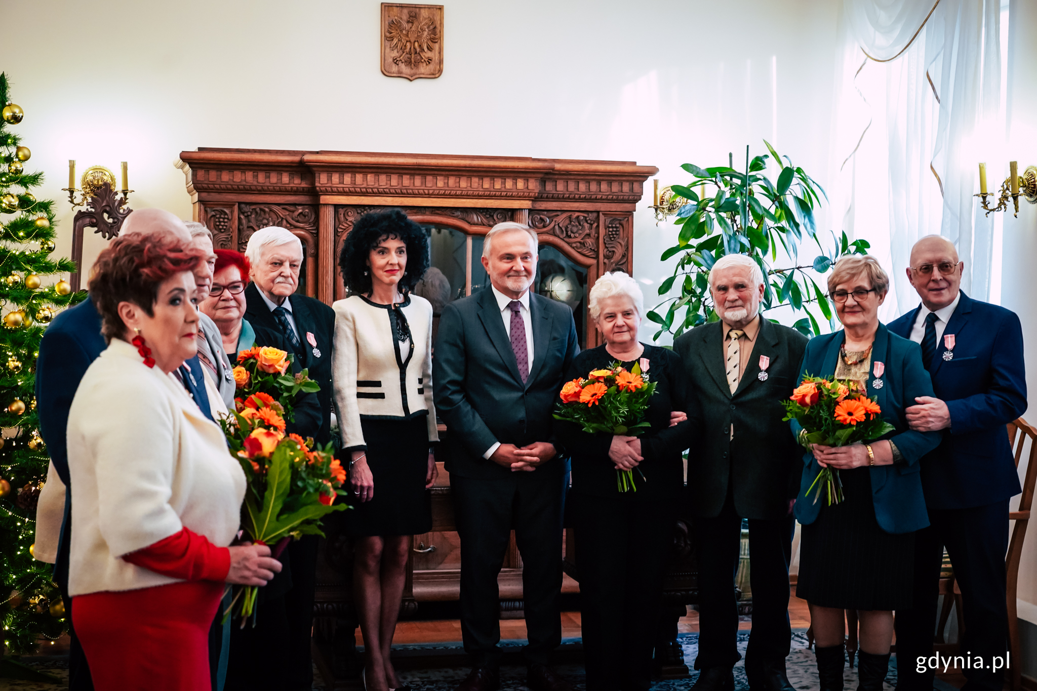 Nagrodzeni wraz z prezydentem Wojciechem Szczurkiem 