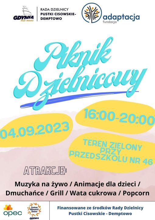 plakat Piknik Dzielnicowy na Pustkach Cisowskich - Demptowie