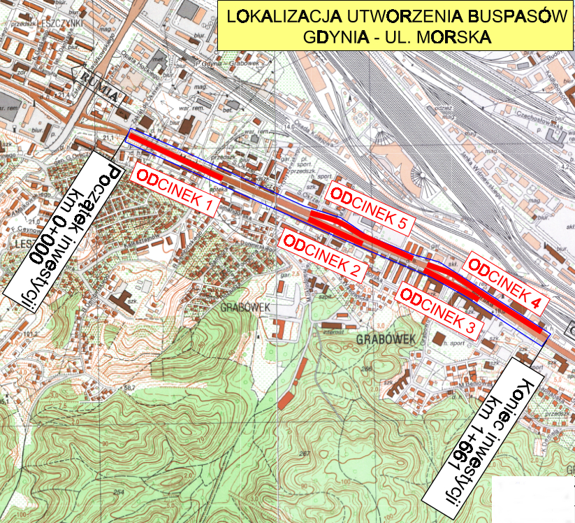 Lokalizacja planowanych buspasów
