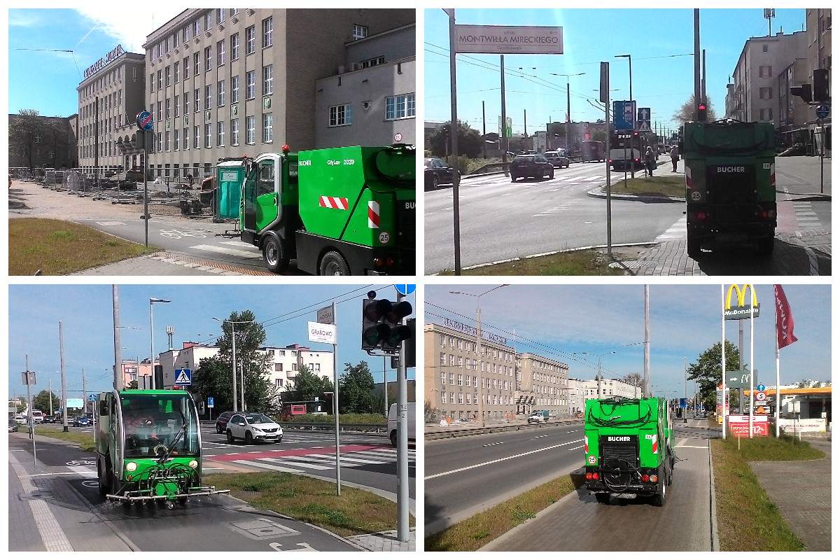 Dezynfekcja chodników na Grabówku i Leszczynkach // fot. ZDiZ