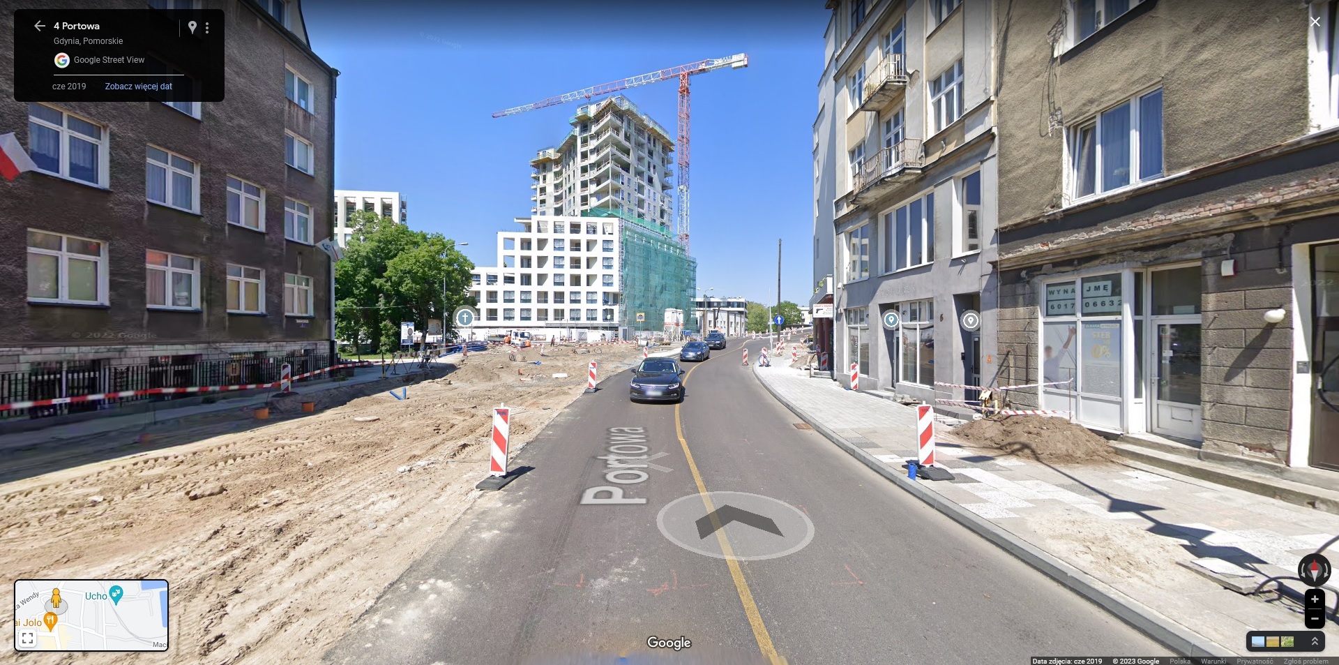 Na Street View wciąż oglądamy niedokończoną inwestycję Portova. Źródło: zrzut ekranu Google Street View