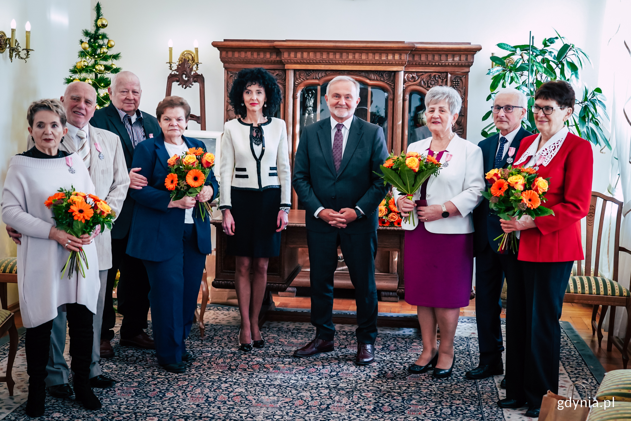 Nagrodzeni wraz z prezydentem Wojciechem Szczurkiem 