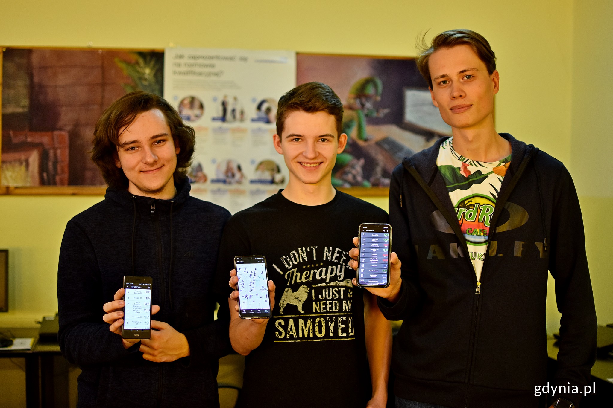 Autorami aplikacji są uczniowie VI LO w Gdyni. Od lewej: Bartosz Witkowski, Wojciech Ciunel, Jan Szulist // fot. Paweł Kukla
