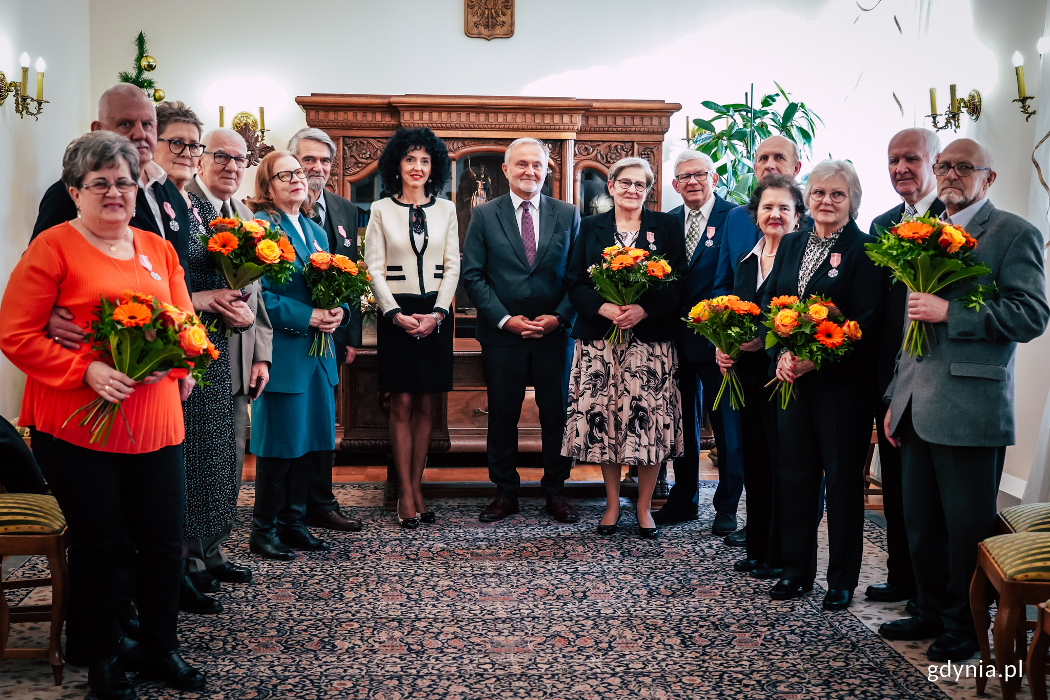 Nagrodzeni wraz z prezydentem Wojciechem Szczurkiem 