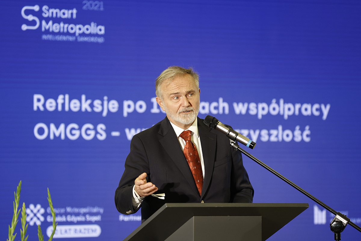 Prezydent Wojciech Szczurek na kongresie Smart Metropolia w 2021 roku