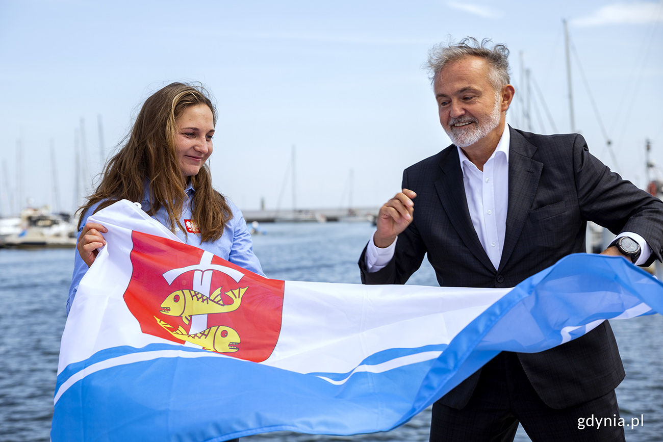 Aleksandra Melzacja i prezydent Gdyni Wojciech Szczurek, fot. Przemysław Kozłowski