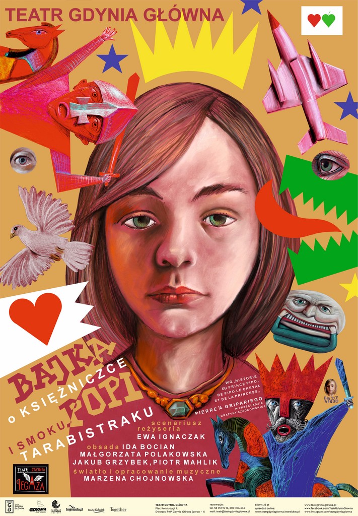 Plakat: „Bajka o księżniczce Popi i smoku Tarabistraku" wg Pierre'a Gripariego, w reż. Ewy Ignaczak.