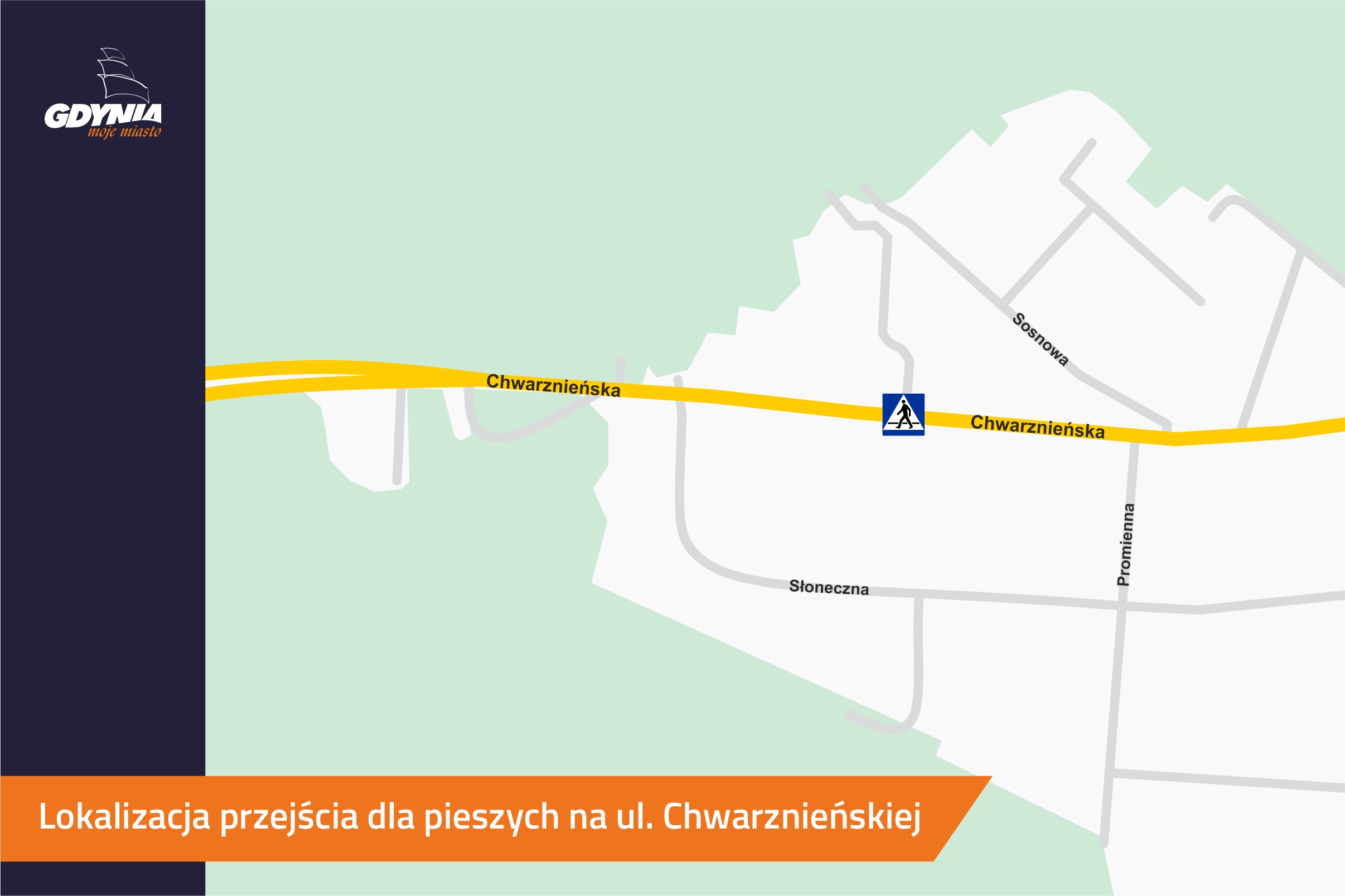 lokalizacja planowanego przejścia dla pieszych przy ul. Chwarznieńskiej// mat. prasowe UM Gdyni