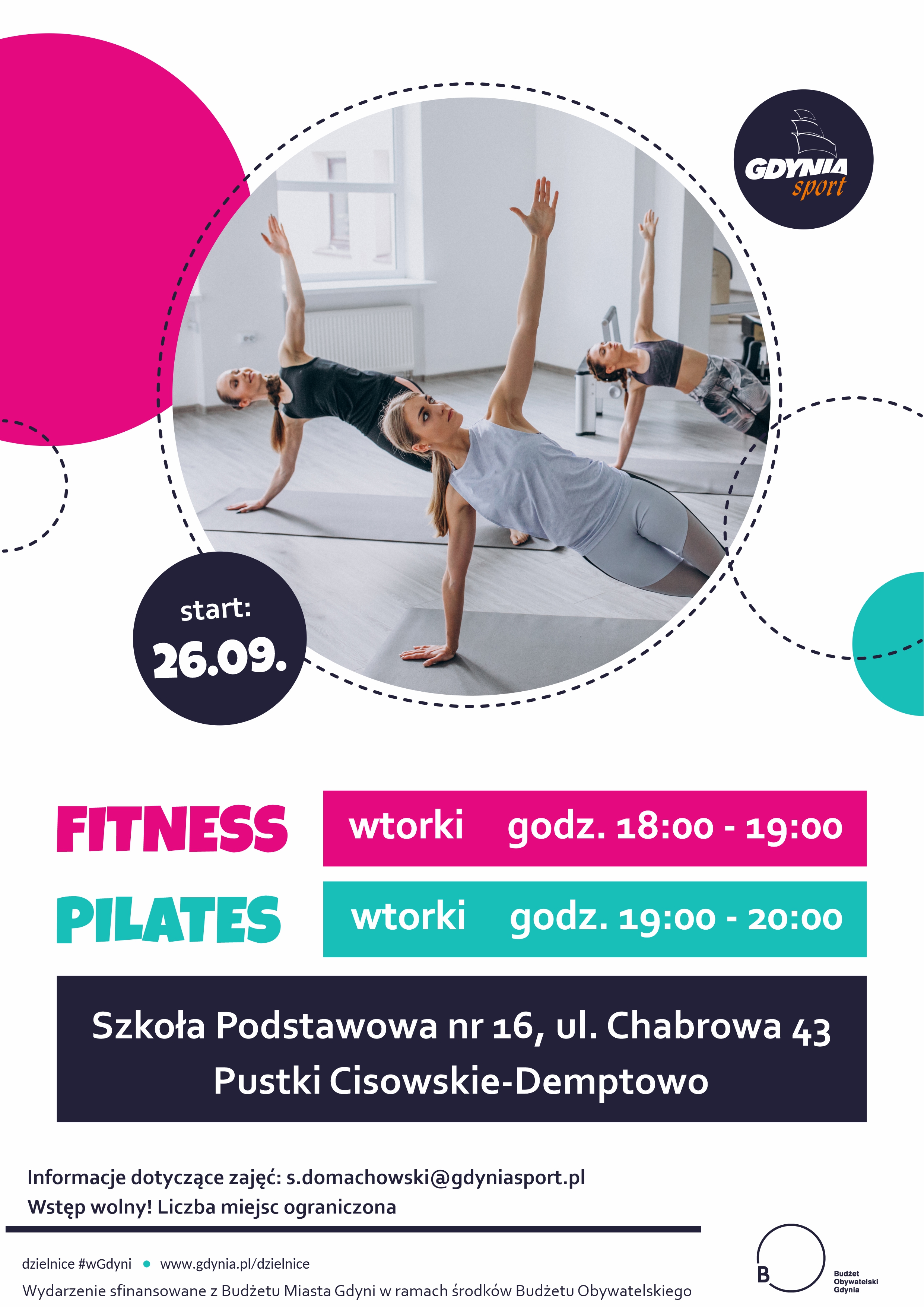 plakat fitness i pilates // kobieta w ruchu 